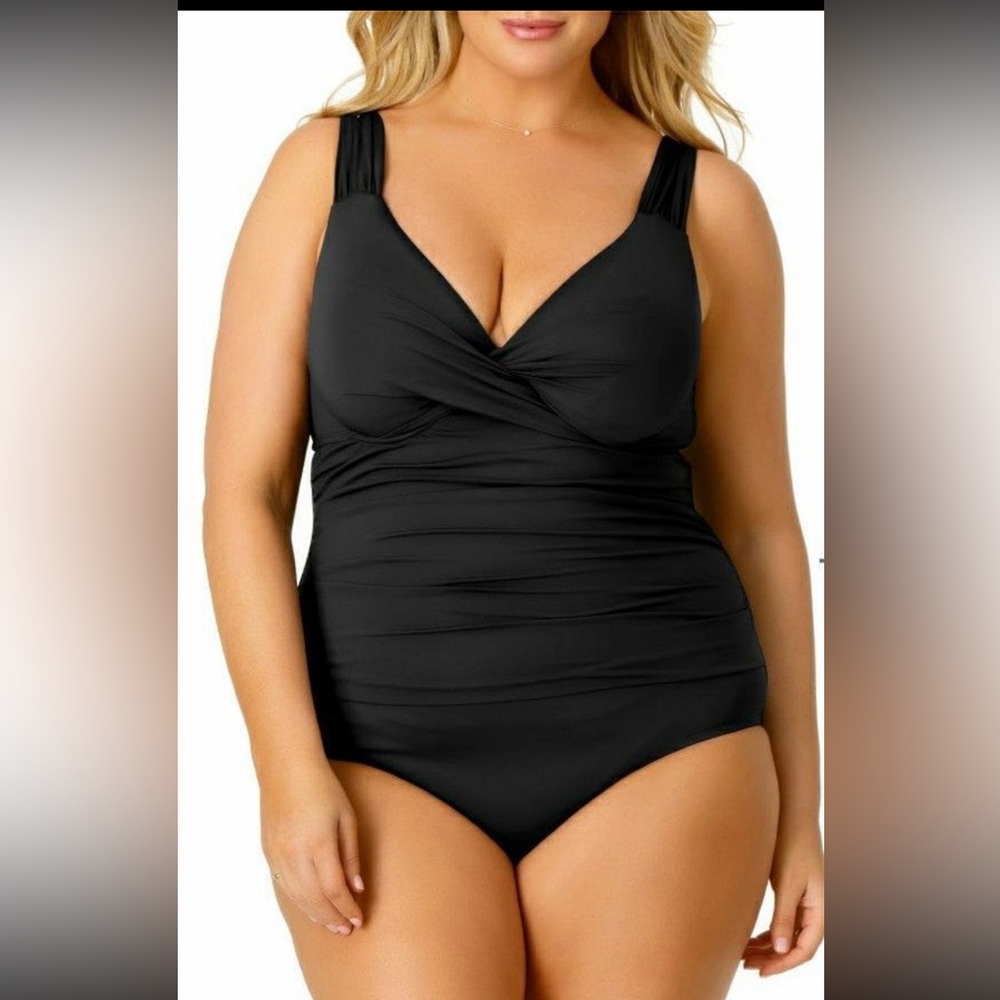 Anne Cole Twist Front One Piece Swimsuit Bathing Suit